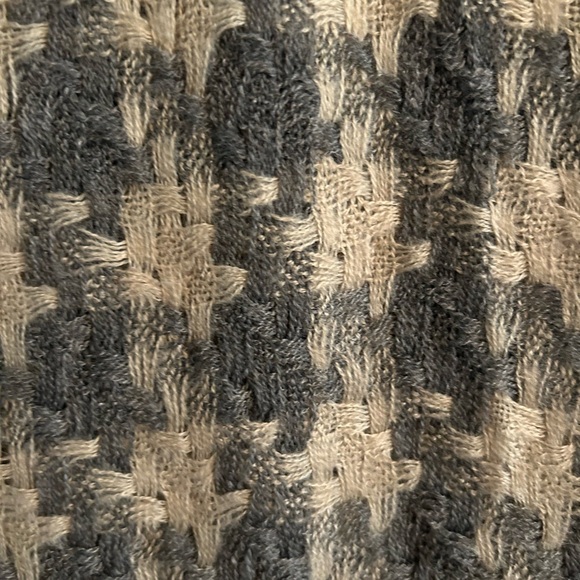 Camel and Gray Woven Scarf with Fringe Edges - Picture 2 of 2